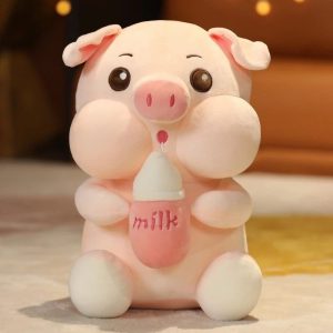 Gấu bông heo ôm bình sữa